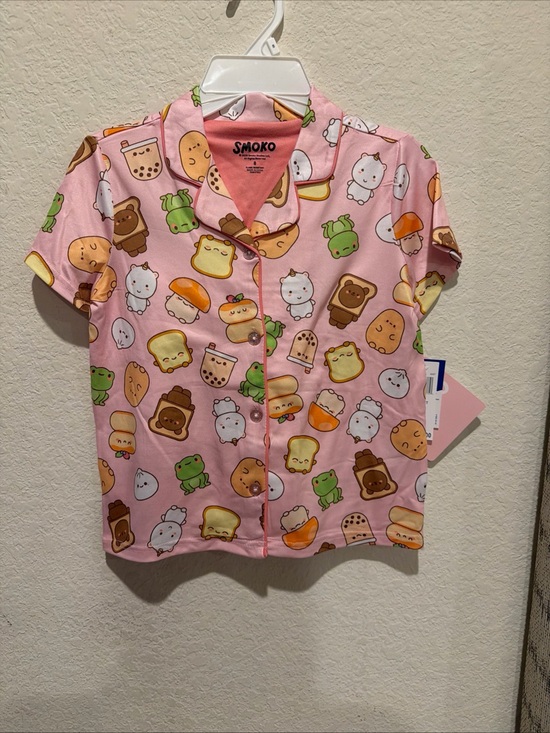Smoko Other - SMOKO Kids Pink Character Print Short-Sleeve Pajama Top